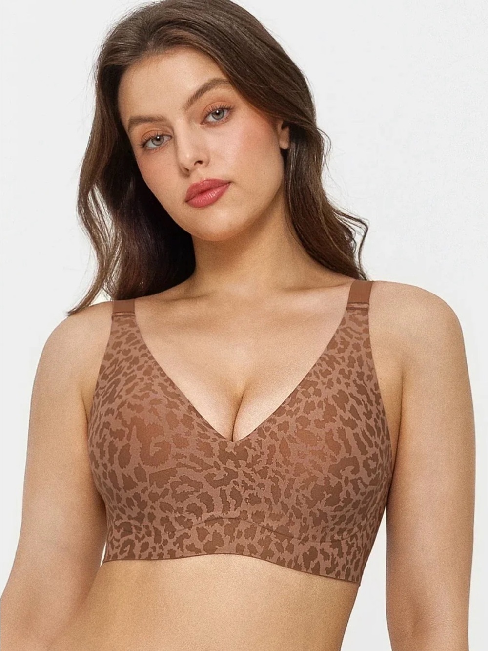 Seamless Wireless Jelly Leopard Contour Minimizer Support Bra size L